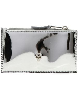 McQueen Skull Embellished Zipped Wallet - Grey