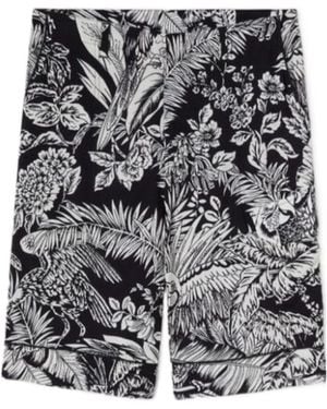Palm Angels Parrot-Print Straight Leg Shorts - Grey