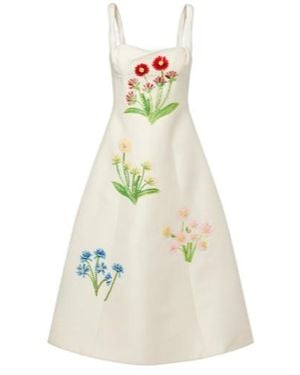 Leo Beatrice Embellished Wool And Silk Midi Dress - White