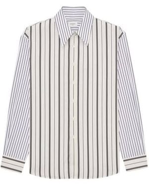 Saint Laurent Vertical-Stripe Long-Sleeve Shirt - White