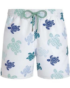 Vilebrequin Swim Shorts With Multicolor Turtle Print - Blue