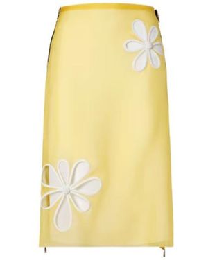 Fendi Floral Cut-Out Zip-Detailed Midi Skirt - Yellow