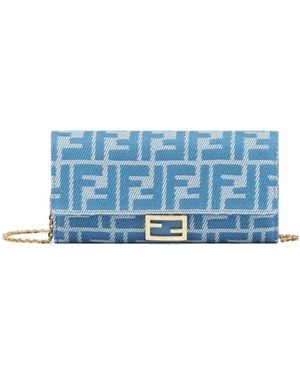Fendi Baguette Continental Chain-Linked Wallet - Blue