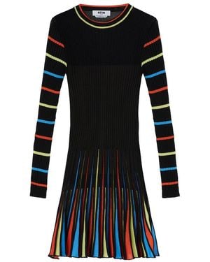 MSGM Long-Sleeved Crewneck Dress - Black
