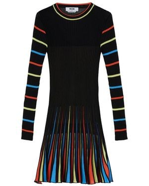 MSGM Long-Sleeved Crewneck Dress - Black