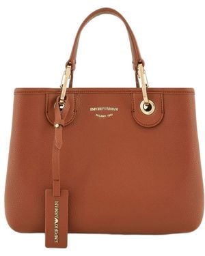 Emporio Armani Myea Logo Stamp Shopping Bag - Brown