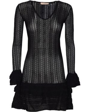Twinset Flounce Detailed Short Knitted Dress - Black