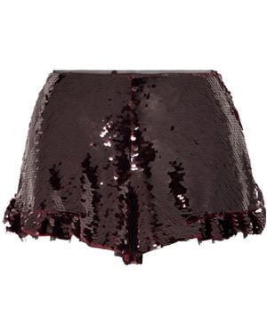 Simone Rocha Sequined Tulle Mini Shorts - Brown