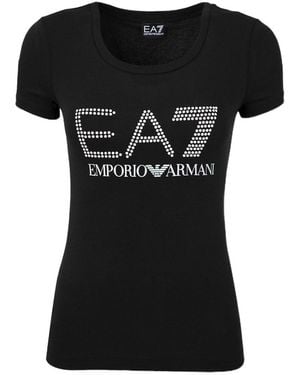 EA7 T-Shirt With Round Neck And Short Sleeves - Black