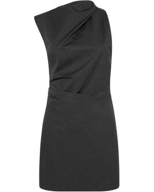 St. Agni Asymmetric Tuck Mini Dress - Black