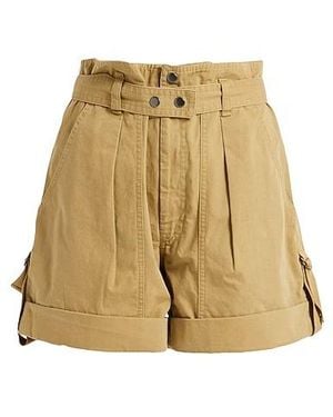 Isabel Marant Solid Colour Woven Belt Shorts - Natural