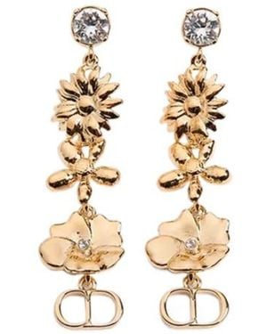 Dior Cd Multi Flowers Earrings - Metallic