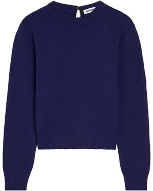Jil Sander Short-Style Round-Neck Knitted Top - Blue
