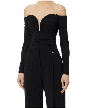 Elisabetta Franchi Lightweight Crêpe Jersey Bodysuit - Black