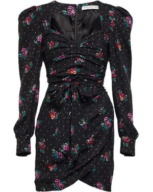 Alessandra Rich Floral Silk Minidress - Black