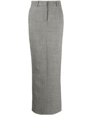 Alessandra Rich Virgin Wool-Blend Maxi Skirt - Grey