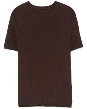 JOSEPH Satiny Rib Knit Top - Brown
