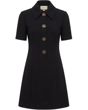 Gucci Collared Short-Sleeve Dress - Black