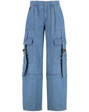 Versace Jeans Couture Couture Buckle Detailed Cargo Trousers - Blue