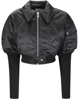 VAQUERA Satin Bomber Jacket - Black