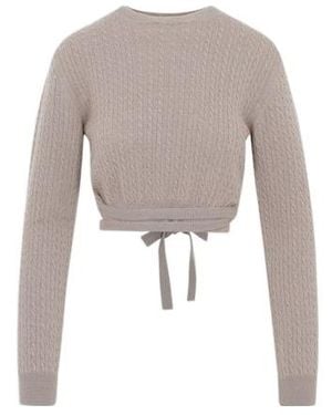 Patou Cable Knit Cropped Sweater - White