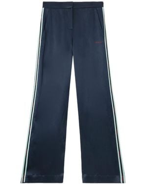Off-White c/o Virgil Abloh Satin Stripe Wide-Leg Trousers - Blue