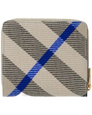 Burberry Chequered Zip-Around Wallet - Blue