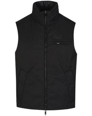 Valentino Zip-Up High Neck Reversible Jacket - Black