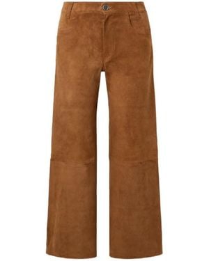 Stouls Lilou Cropped Suede Wide-Leg Trousers - Brown