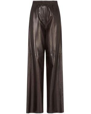 Giorgio Armani Elasticated Wide-Leg Trousers - Brown