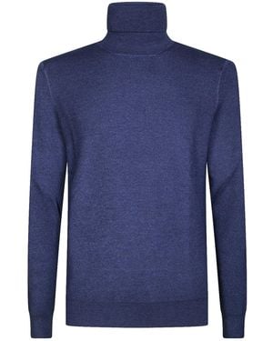 Tagliatore Long-Sleeves Turtleneck Ribbed Jumper - Blue