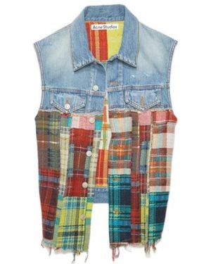 Acne Studios Denim Plaid Spliced Vest - Blue