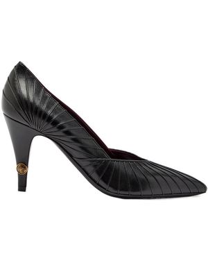 Versace 90 Pintuck Leather Court Shoes - Black