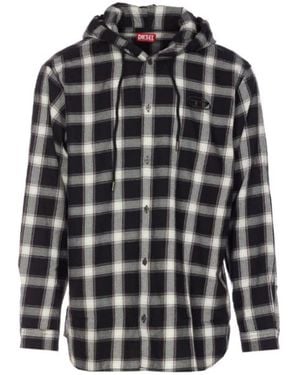 DIESEL Logo Embroidered Checked Shirt - Multicolour