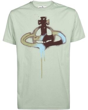 Vivienne Westwood Spray Orb-Print Cotton T-Shirt - Green