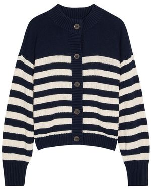 FRAME Striped Cotton Cardigan - Blue