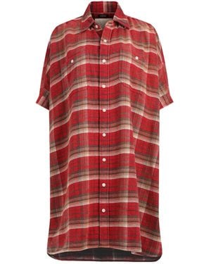 R13 Plaid Mini Shirt Dress - Red