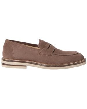 Brunello Cucinelli Suede Penny Loafers - Brown