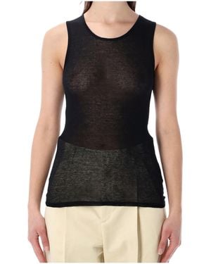 Soeur Isis Sheer Sleeveless Top - Black