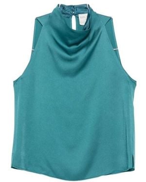 forte_forte High-Neck Sleeveless Top - Blue
