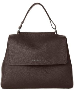Orciani Sveva Logo Lettering Medium Shoulder Bag - Brown