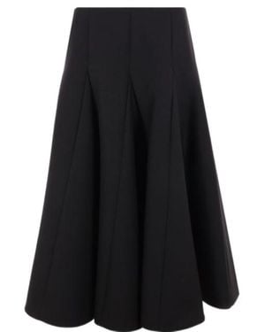 Valentino Crepe Couture Flared Midi Skirt - Black