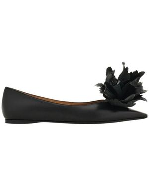 Ferragamo Flower Embellished Ballet Flat - Black