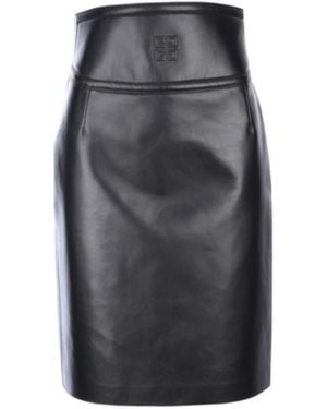Givenchy Cut-Out Detail Leather Midi Skirt - Grey