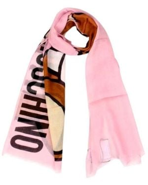 Moschino Teddy Bear Logo Pattern Scarf - Pink