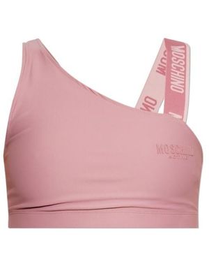 Moschino Logo Strap One-Shoulder Performance Top - Pink