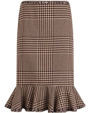 GIUSEPPE DI MORABITO Ruffled Houndstooth Skirt - Brown