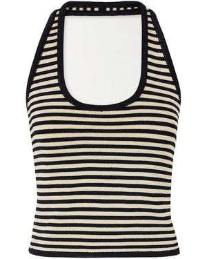 Calle Del Mar Halterneck Striped Knitted Top - Black