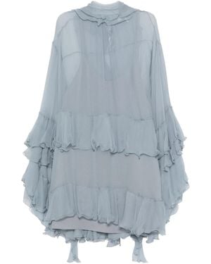 Chloé Chloé Ruffled Sheer Mini Dress - Blue