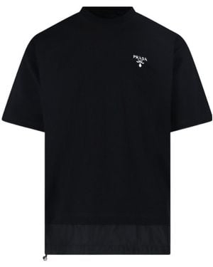 Prada Jersey And Re-Nylon T-Shirt - Black